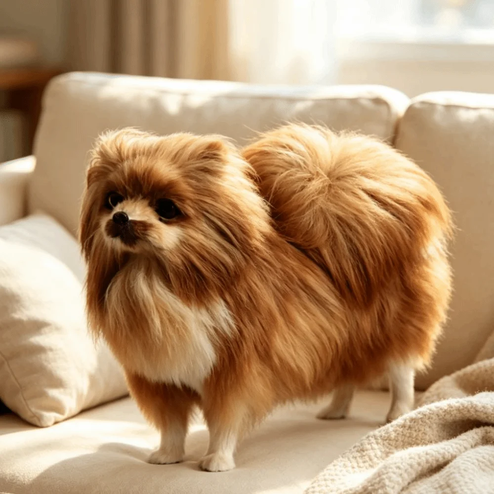 Furry Simulation Dog Doll Handcrafted Polyethylene Pomeranian Toy Lifelike Design Cute Realistic Dog Toy Companion Setting