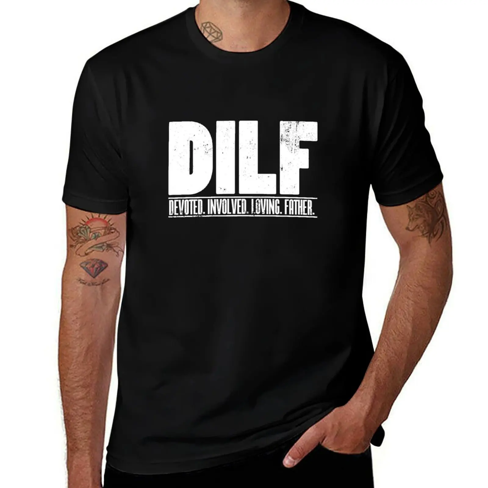 DILF Dedicated Involved Loving Father Funny Dad Gift T-Shirt Casual All Match Short Sleeve T-Shirt