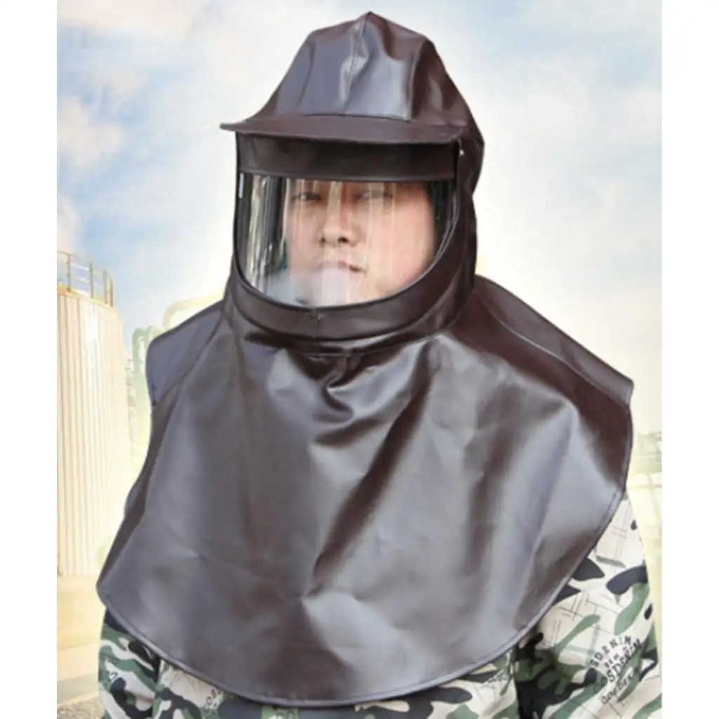 Sand Blasting Protective Hood Big Vision Safety Helmet Anti Impact Wear Resistant Lens Protective Shawl for Chemical Engineering