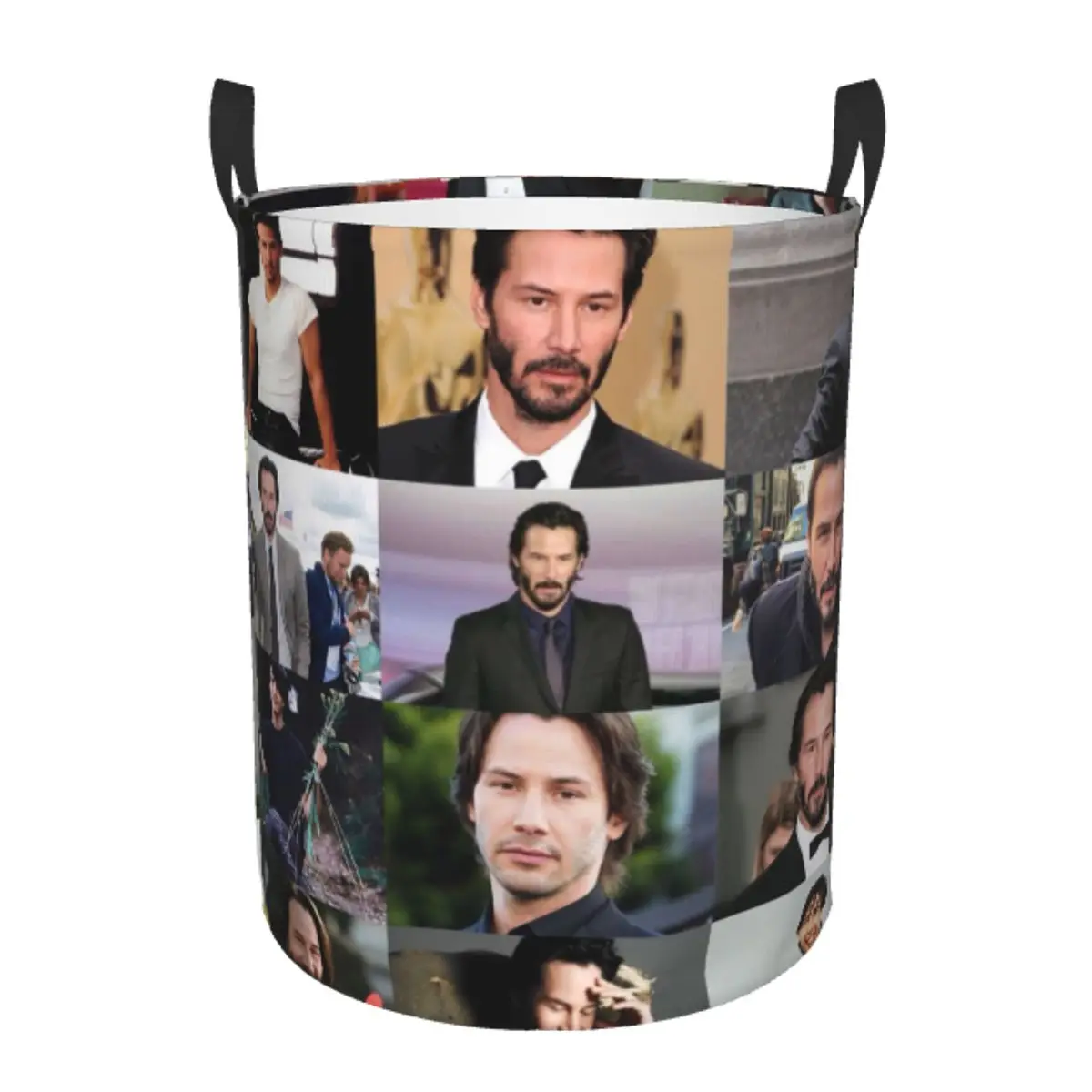 Custom Keanu Reeves Collage Laundry Basket Collapsible Large Clothes Storage Bin Famous Actor Baby Hamper