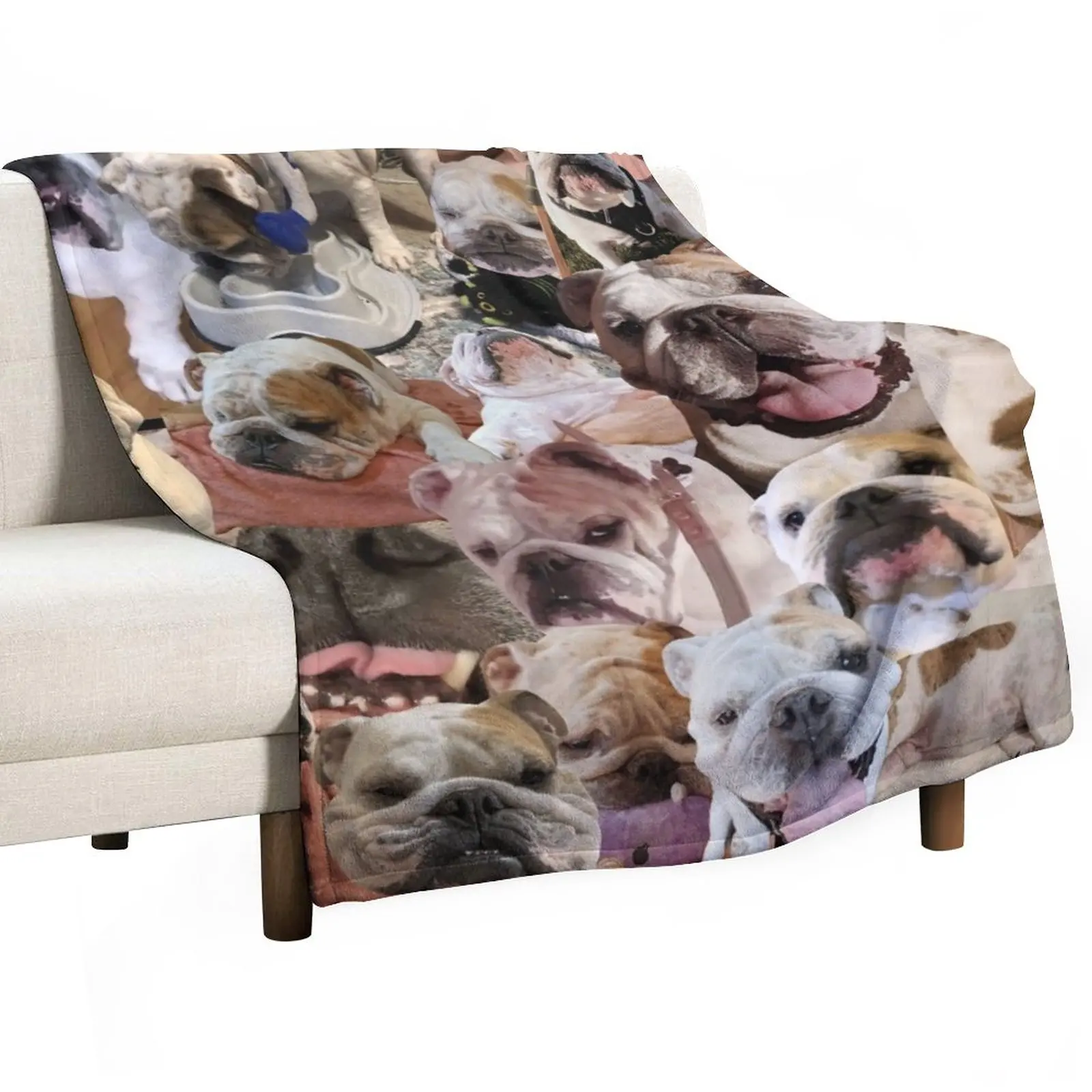 

Mochi the English Bulldog Collage Throw Blanket Sleeping Bag Blanket Sofas