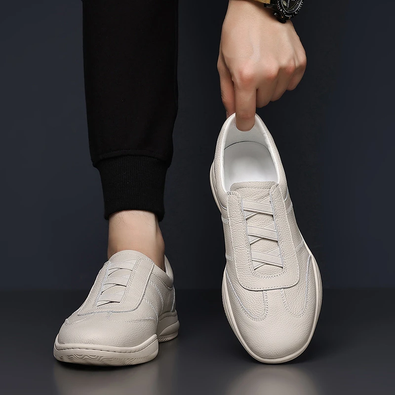 

First-Layer Cowhide Summer New Men's Casual Shoes Genuine Leather Breathable Men's Leather Shoes Versatile White Men's Shoes