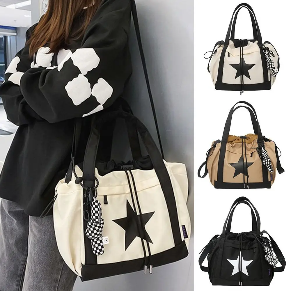 Five-pointed Star Large Capacity Shoulder Bag Korean Style Nylon Y2K Crossbody Bag Street Wear Handbag Star Tote Bag Outdoor