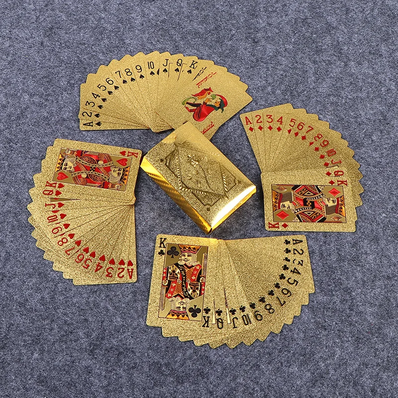 أوراق اللعب باللونين الذهبي والأسود، أوراق اللعب المقاومة للماء مع الصناديق، أوراق اللعب المرنة عالية الجودة بملمس #5