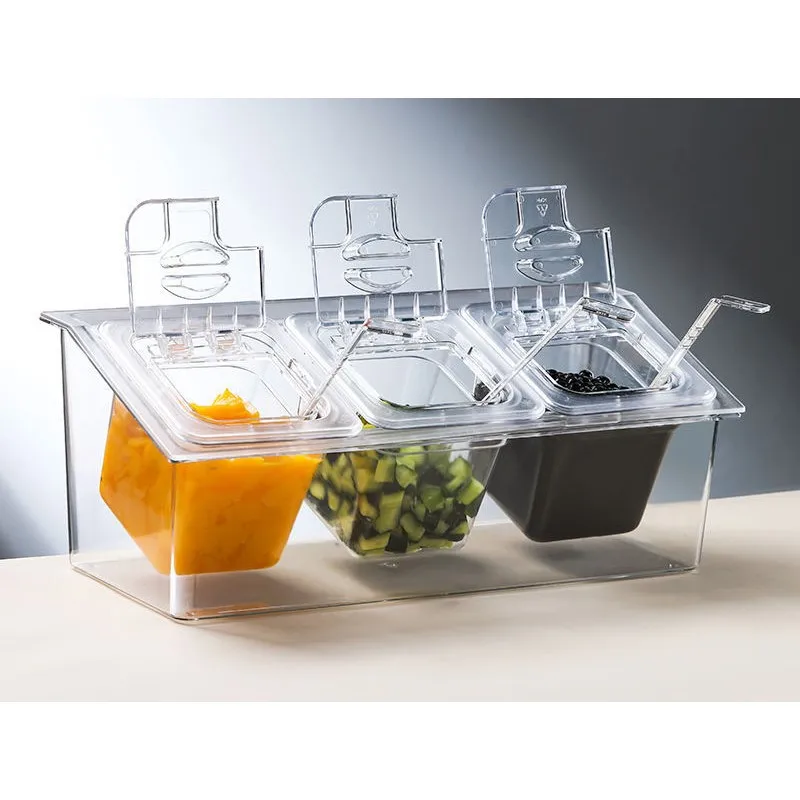 

Bar accessories plastic polycarbonate transparent food tray rack restaurant catering condiment tray box