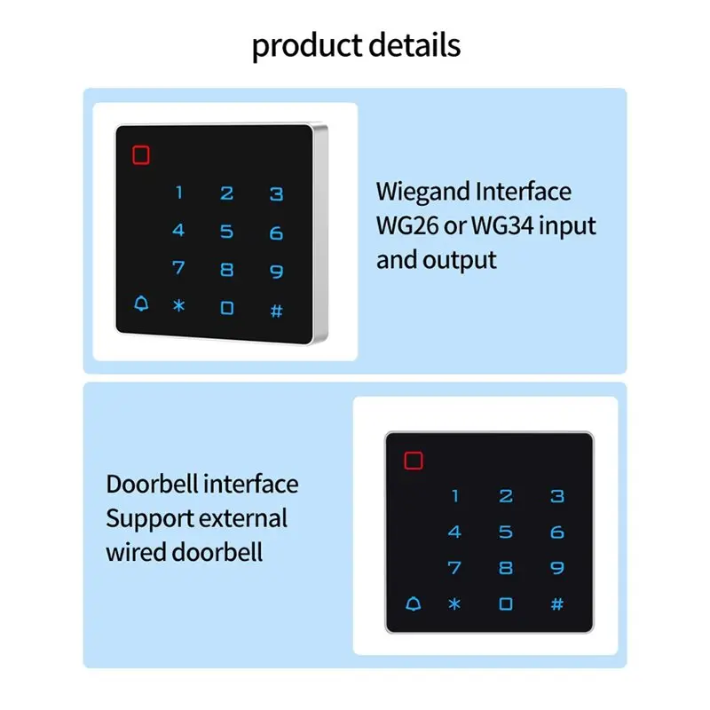 A46U Standalone Backlit Touch Keypad Tuya App Smart Wifi Access Control, RFID EM Card Reader With Wiegand Interface