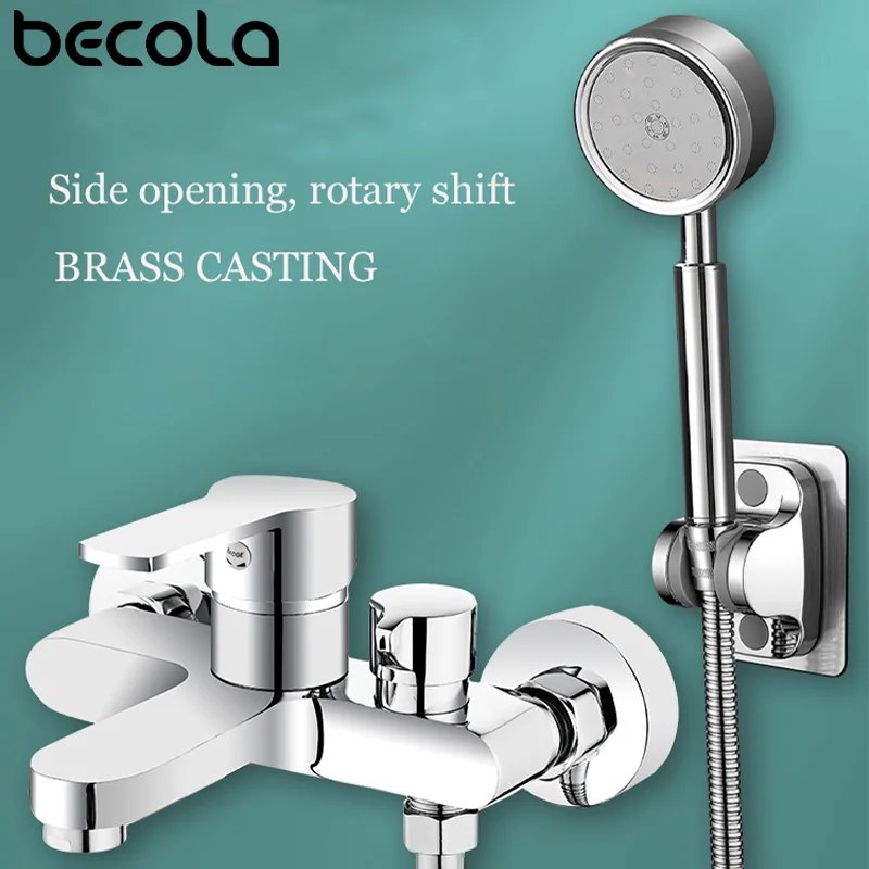 

Becola shower system, home wall mounted shower, modern bathroom shower set, brass material, hot and cold integrated