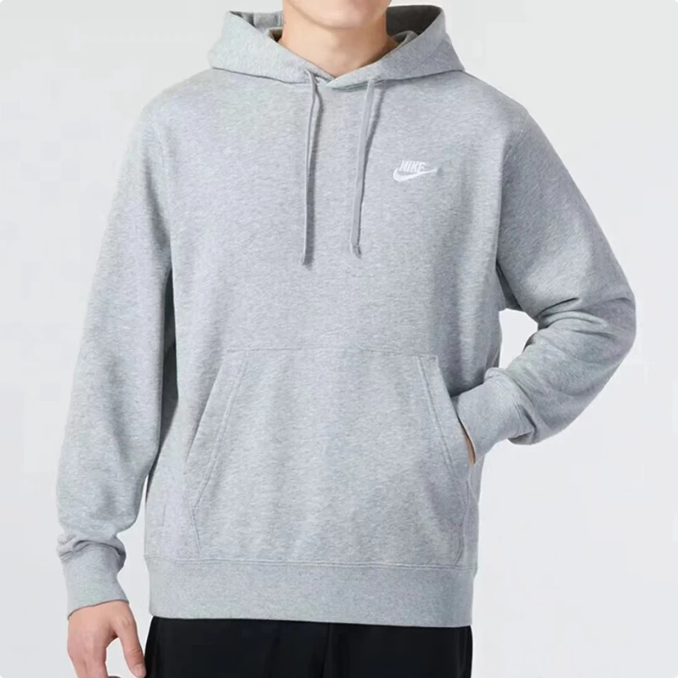 Original Nike Black Grey Men\'s Hoodie Sports Casual Knit Basketball Pullover CZ7858-010