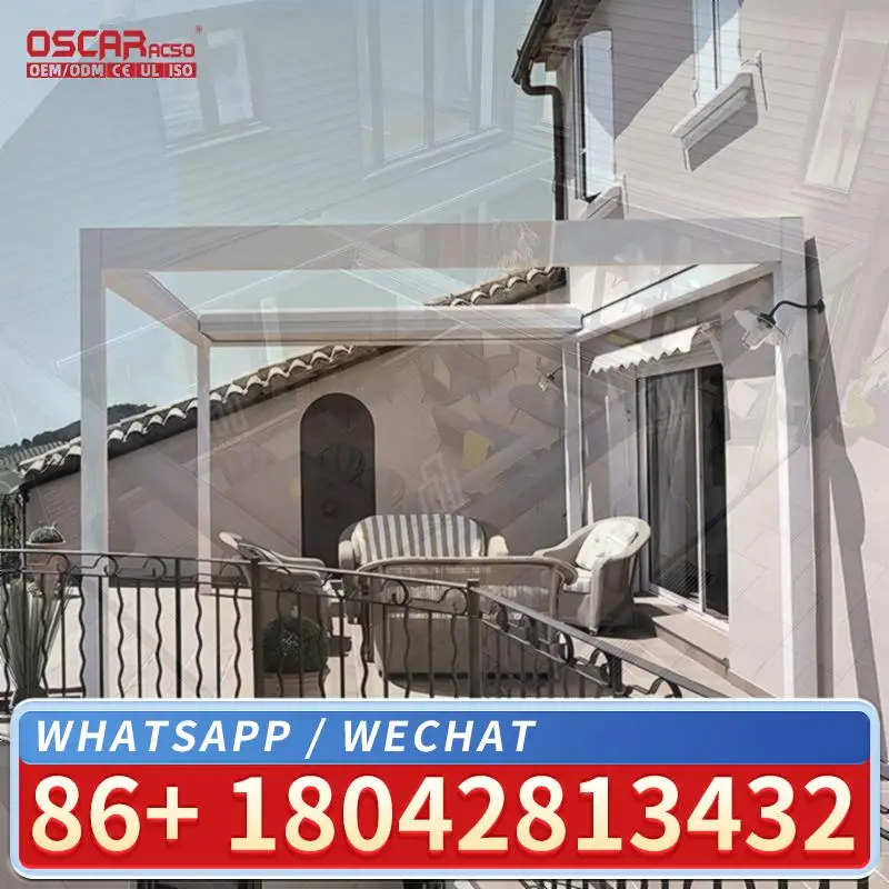 Retractable Bioclimatic Aluminium Outdoor Pergola with Modern Design for Garden Patio Balcony Louver Pergola