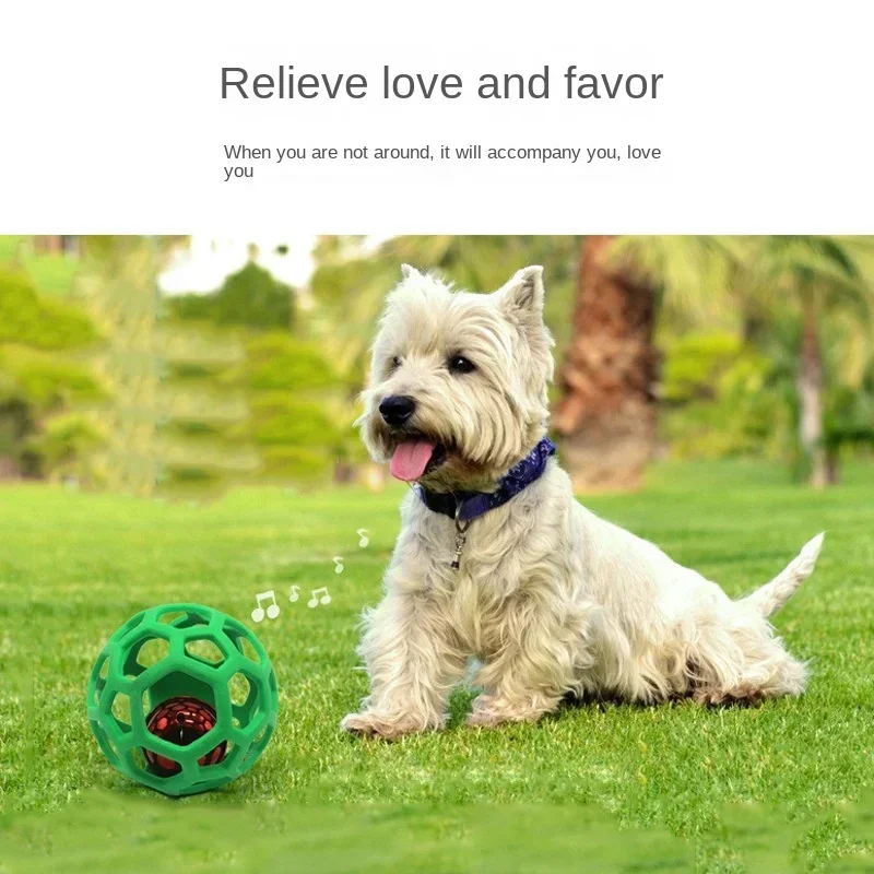 Pet Dog Toy Rubber Interactive Dog Toys Ball for Dogs Chew Toy Hollow Ball Bell Puppy Outdoor Training Game Playing Supplies