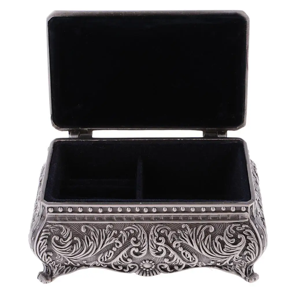 Retro Rectangle Jewelry Box Flower Sculpture Trinkets Chest Jewelry Case Room Decorations Organizer Casket Jewelry Display