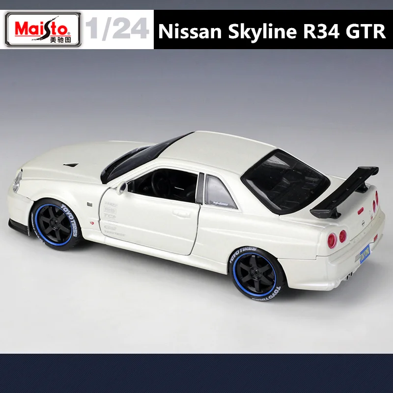 Maisto 1:24 Nissan Skyline GTR R34 Alloy Sports Car Model Diecast Metal Toy Racing Car Model Simulation Collection Kids Toy Gift