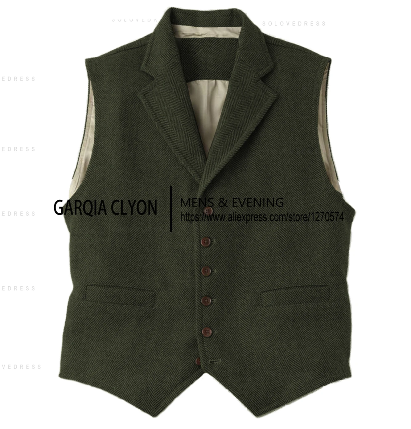 Laple  Neck Slim Fit Herringbone Waistcoat Single Breasted Men's Vest For Groosemen Wedding New Arrival