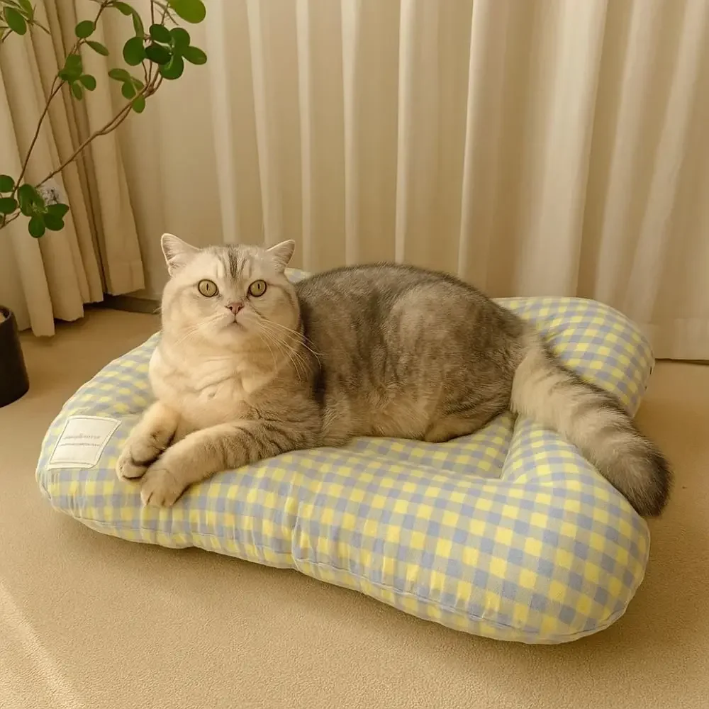 

Pet Supplies Warm Dog Bed Pad Non-slip Soft Plaid Dog Cushion Macaron Comfortable Pet Sleeping Bed for Cats and Dogs