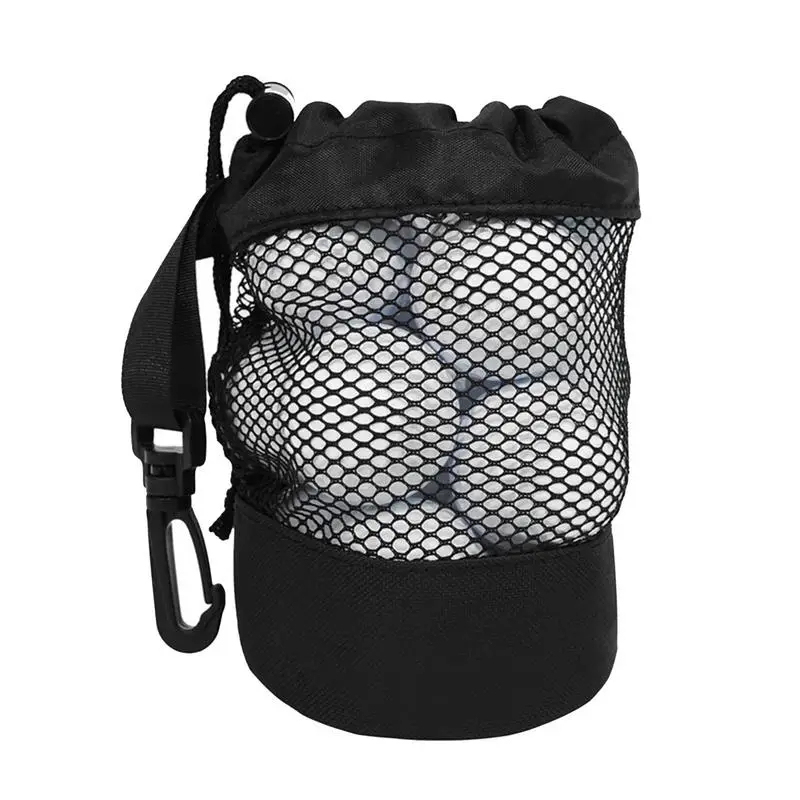 Golf Ball Pouch Bag Small Mesh Golf Ball Bag Drawstring Golf Ball Bag Pouch With Carabiner Hook For Women And Men Camping Trip