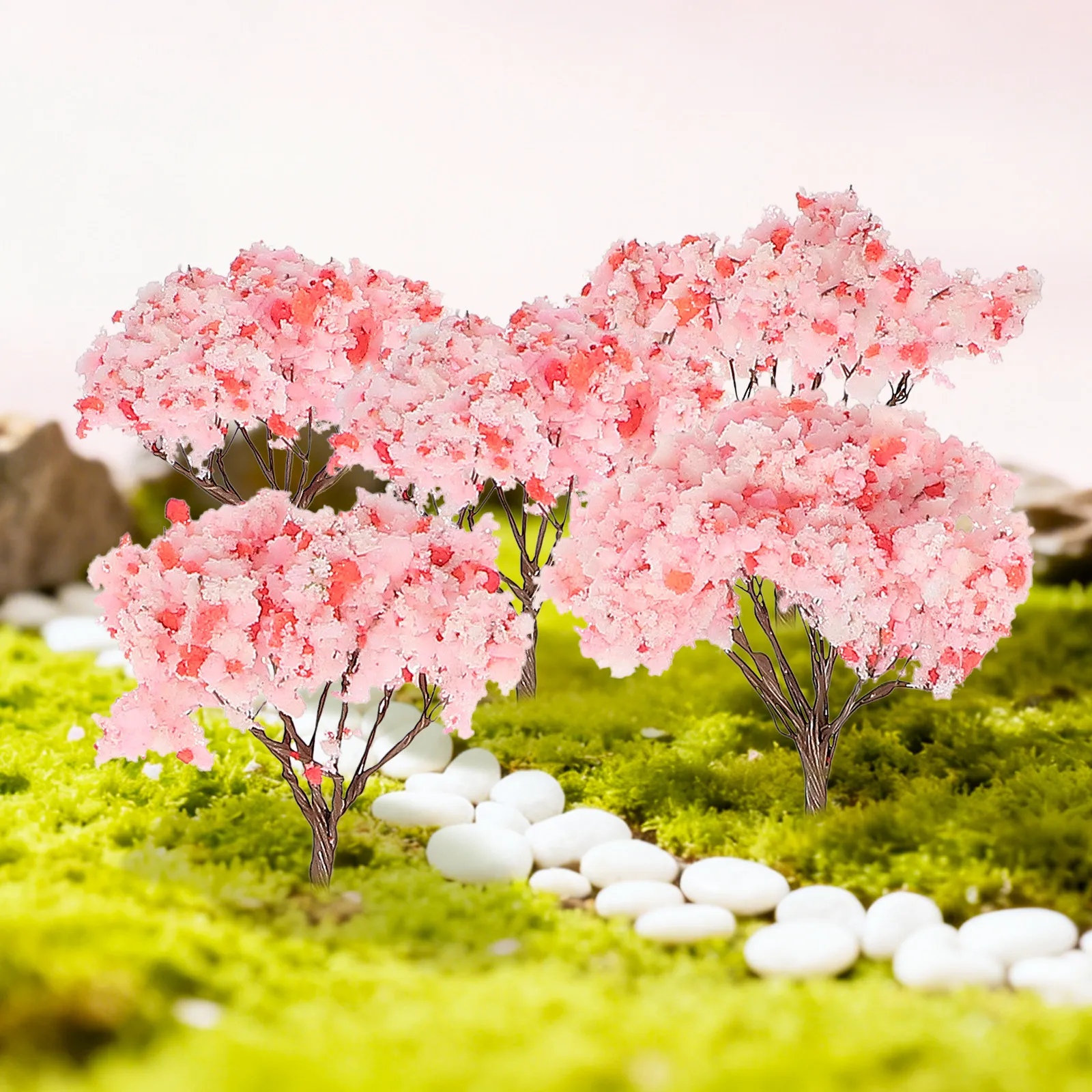 

12Pcs Micro Landscape Cherry Trees Miniature Park Street Scenery Layout for Diorama Garden Decoration Model Mini Trees
