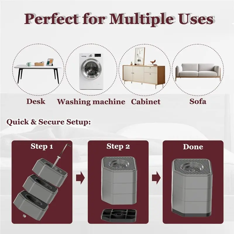 ABAE-Anti Vibration Pads Anti Vibration Pads For Washing Machine Washer And Dryer Pedestals Laundry Appliances Grey