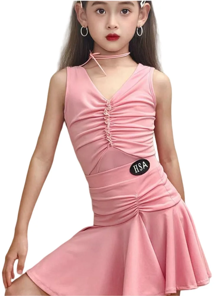 فستان رقص لاتيني للأطفال للفتيات أزياء لاتينية للفتيات تشا تشا سامبا رومبا بدلة مسابقة للأطفال ملابس رقص لمرحلة الأداء