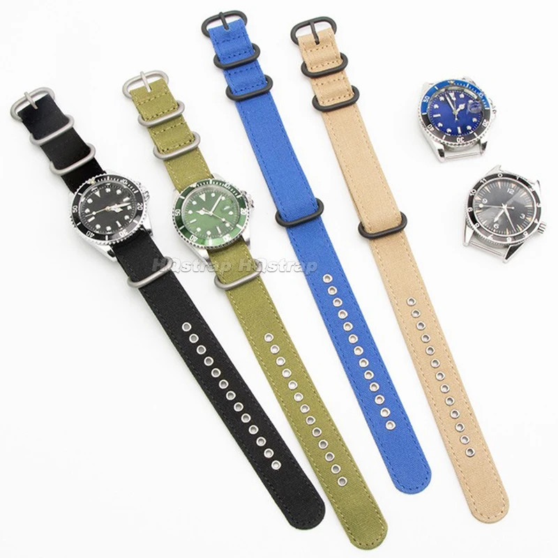قماش النايلون حزام 18 مللي متر 20 مللي متر 22 مللي متر حزام (استيك) ساعة لينة الرياضة العسكرية سوار ل Seiko ل رولكس لأوميغا معصمه للرجال النساء