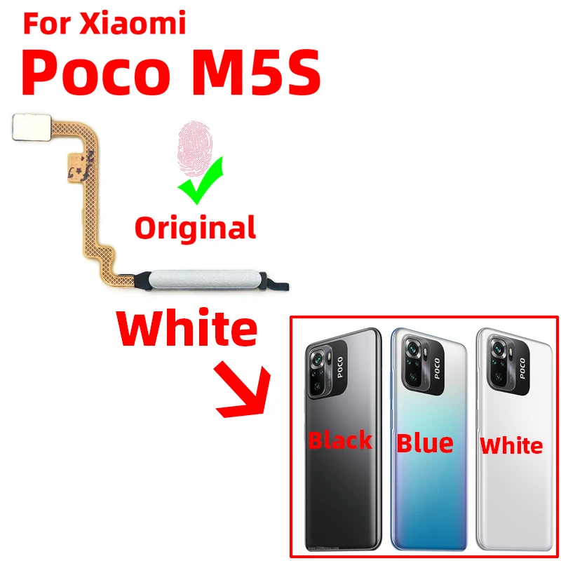 Original For Xiaomi Poco M5S Fingerprint Sensor Home Return Key Menu Power Button Flex Ribbon Cable