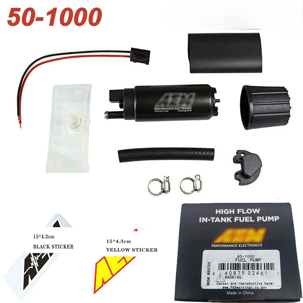 Universal For AEM 50-1000 340LPH High Flow Intank EFI Fuel Pump w/ Strainer & Install Kit For Walbro GSS342 W/ for AEM Stickers