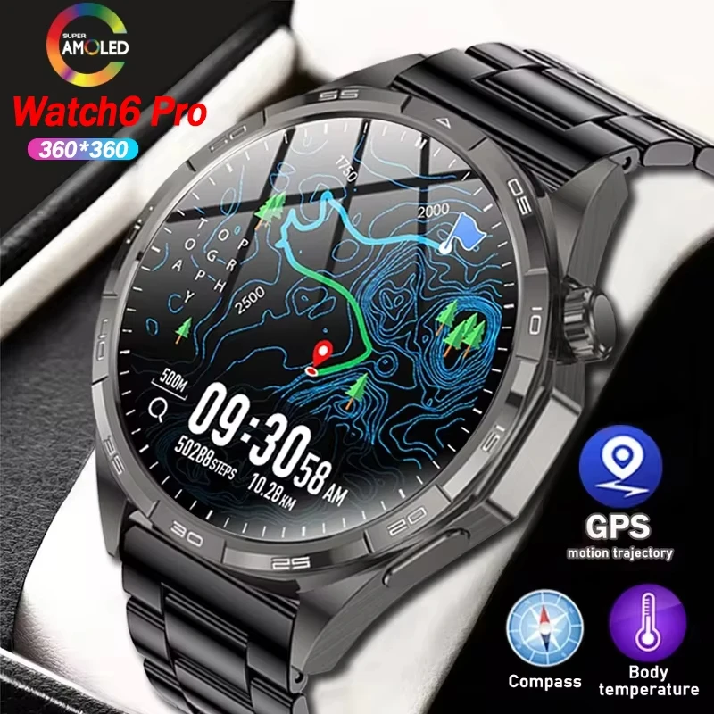 

2026 New Smart Watch Men Watch 6 AMOLED HD Screen Multi-Sport Bluetooth Call GPS Trajectory Heart Rate Blood oxygen SmartWatches