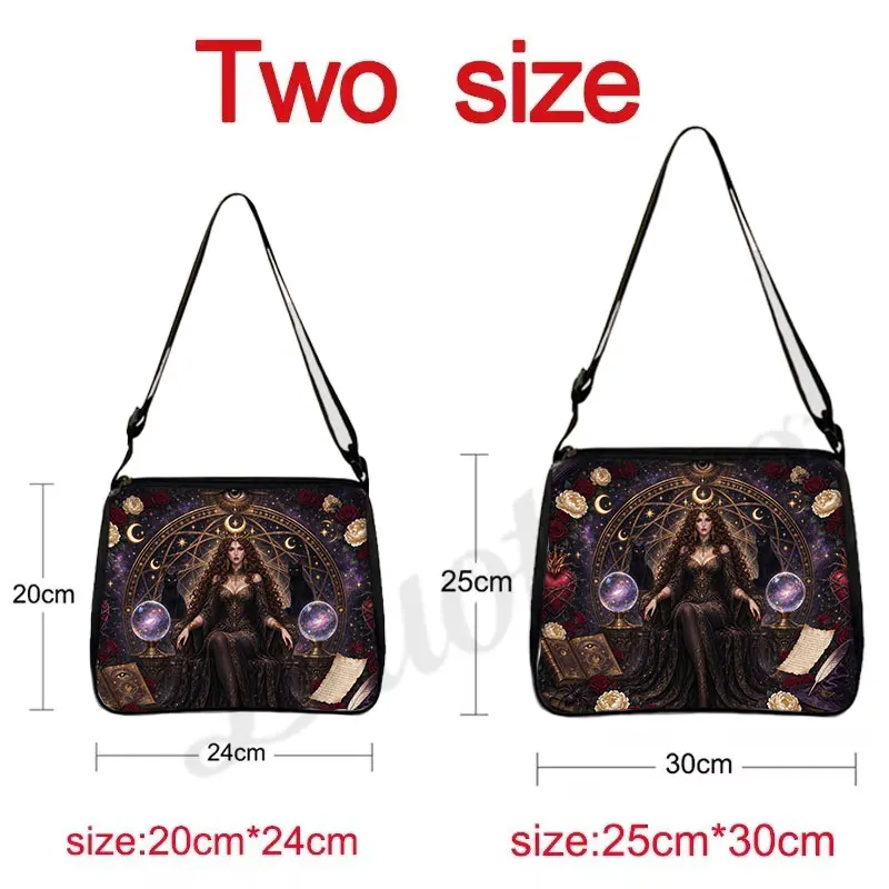 Enchanted Mystical Witch Dark Print Shoulder Bag Mysterious Witch Black Cat Women Handbag Phone Wallet Holder Large Capacity Bag