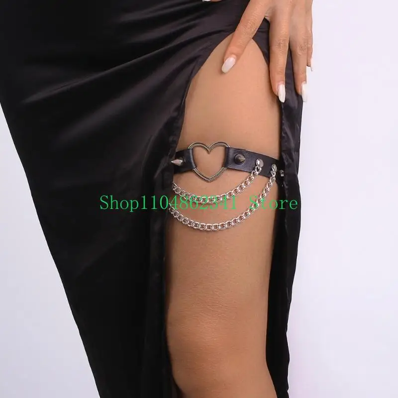 5ASD Modern Hollowed Heart Pu с цепочкой с цепочкой кисточки с цепочкой пояс для различных размеров ноги и ночного