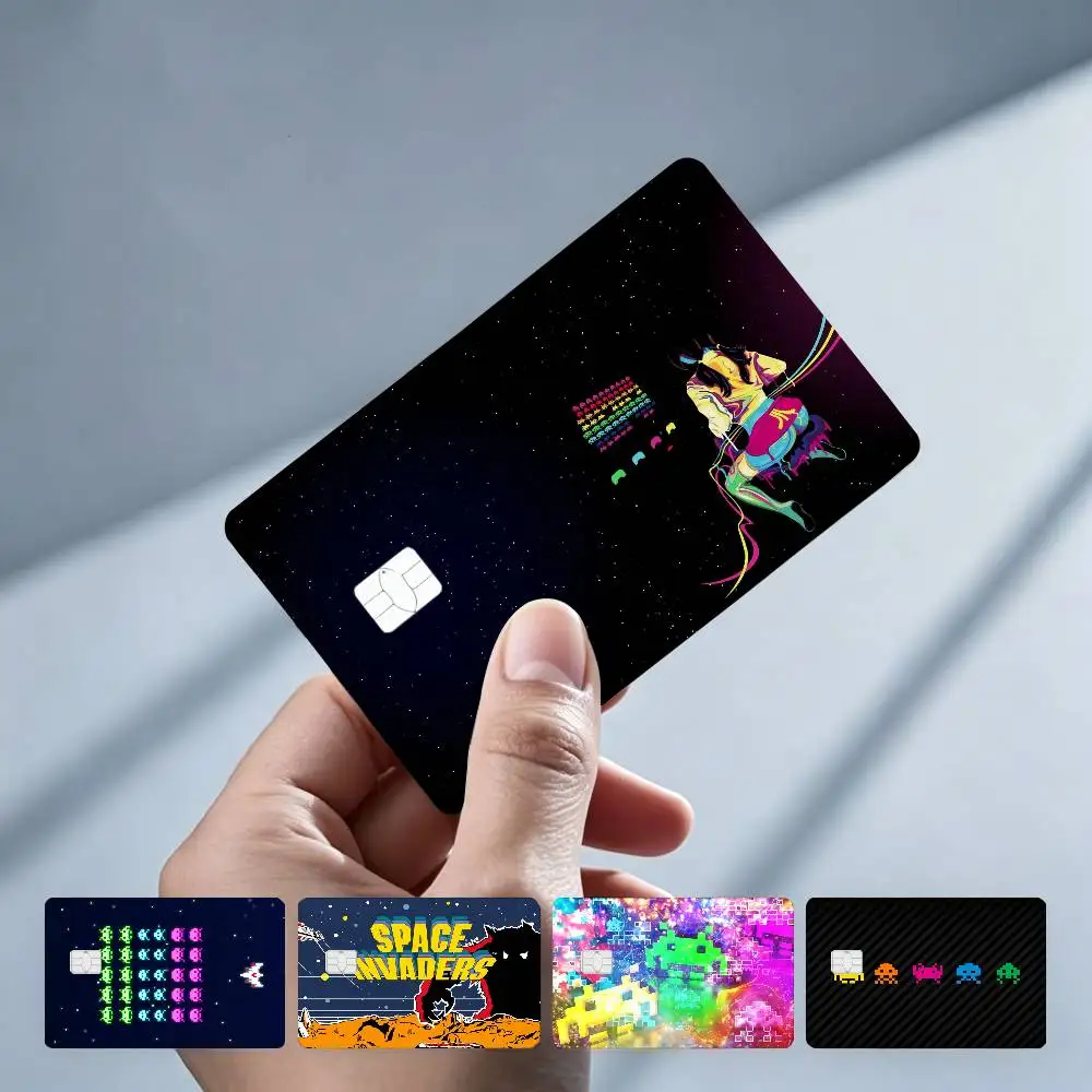 Space Invaders Retro Game Bank Debit Decorative Protection Bus Subway Credit Card Stickers