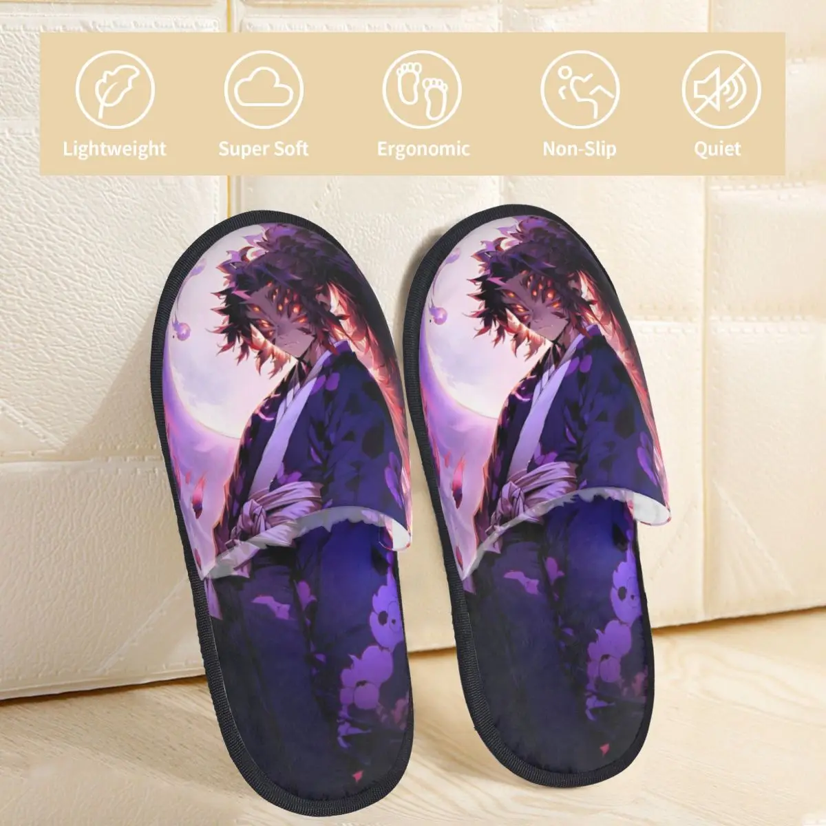 Kokushibo House Slippers Non-skid Anime Demon Slayer Soft Memory Foam Slippers Indoor