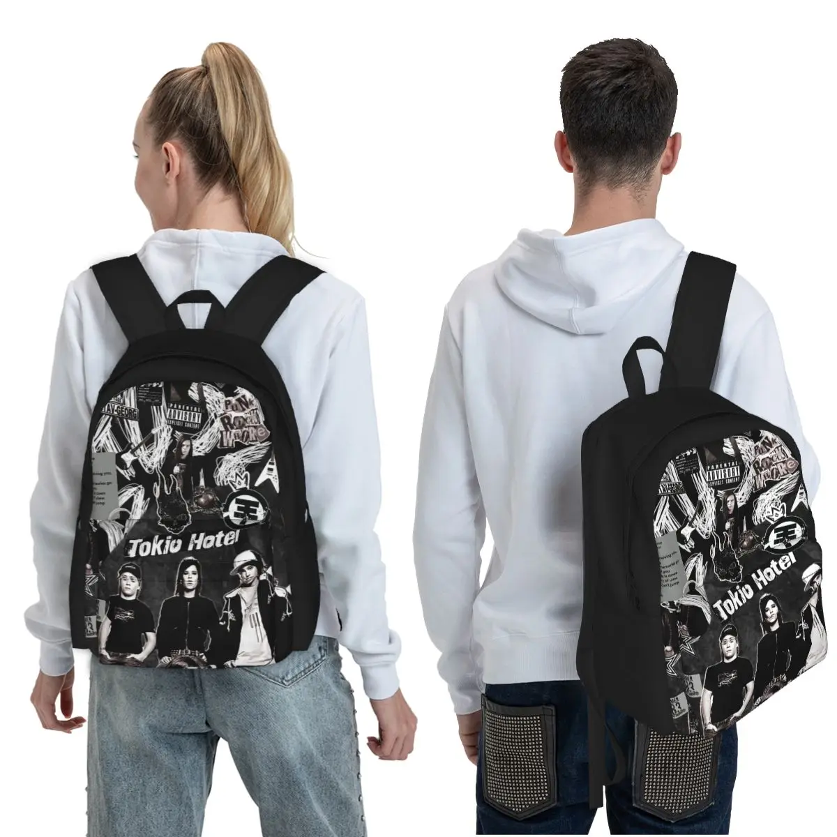 Tokio Hotel Emblem Student Backpack School Bag Hiking Travel Daypack for Men Women Fashion Bookbag Shoulder Bags