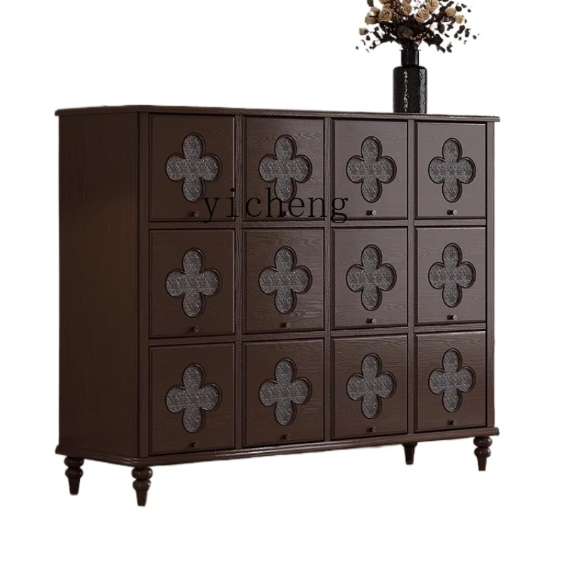 ZK Clover Solid Wood 12 Lattice Living Room Bedroom Chest of Drawers Storage Creative Cabinet