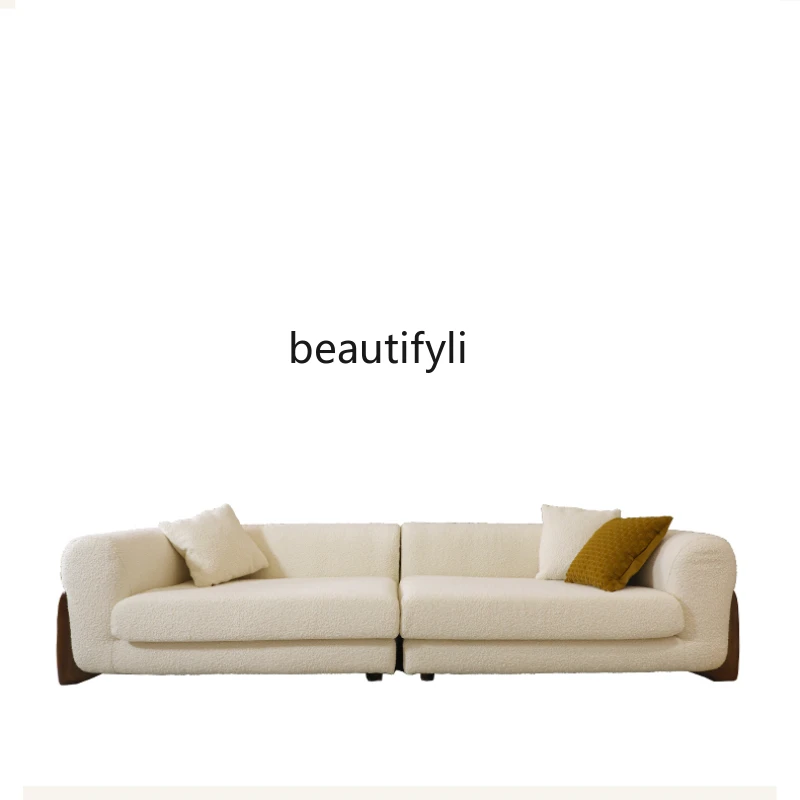 

Cream Style Fabric Sofa Living Room New Modern Simple Lazy Sofa Can Lie and Sleep