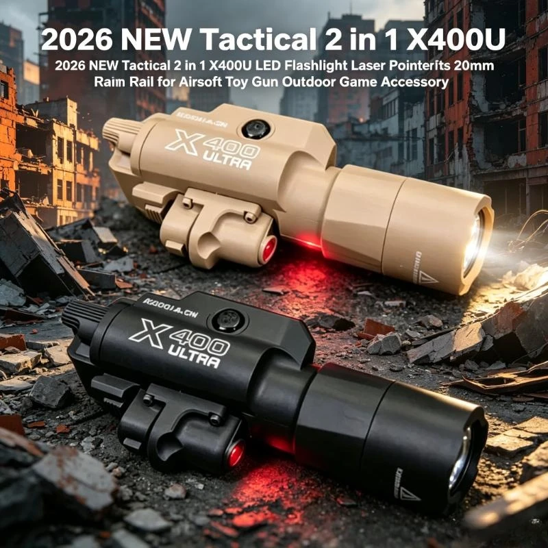 2026 NEW Tactical X500S Shockproof Adjustable Green Laser Sight LED Torch Fits 20mm Standard Rail Airsoft Toy Training Gear