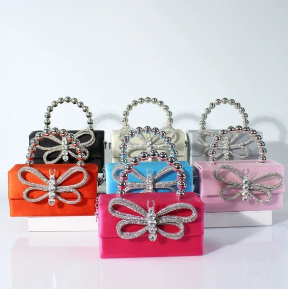 

Bowknot Evening Bag Wholesales Diamond Wedding Clutch Bags for Women Small Party Handbags Chain Ladies Rhinestone Clutch Bags