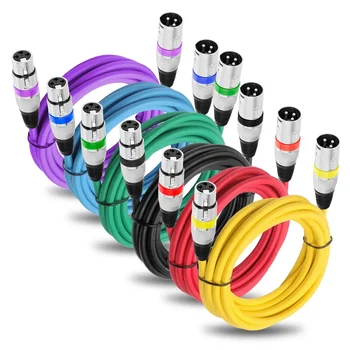 DREMAKE Colored XLR Microphone Cable XLR 3-Pin Male to Female Cable Audio Extension Cable XLR to XLR Dynamic Patch Cord 6 Pack