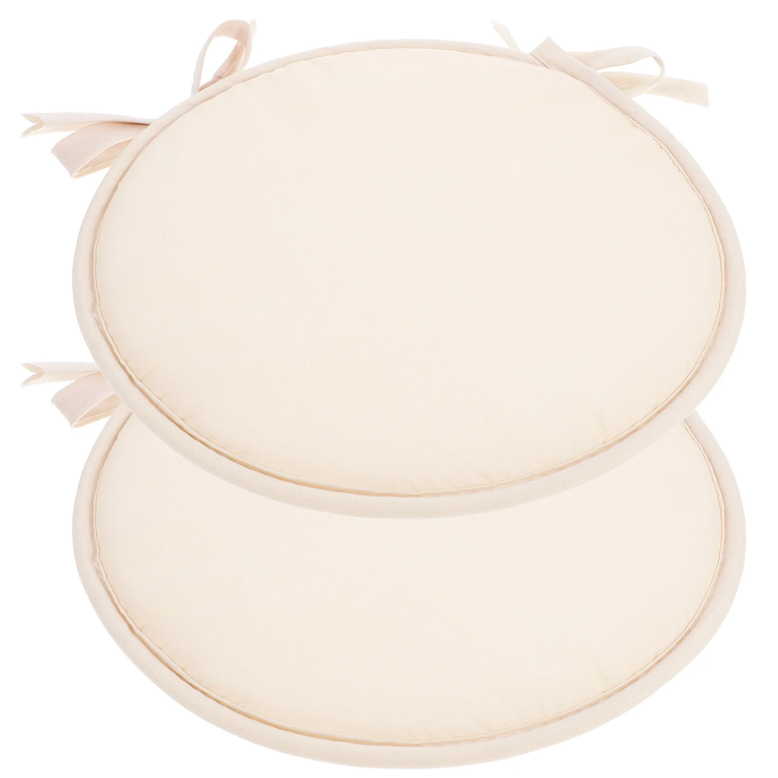 

2Pcs Thick Sponge Seat Cushion 30cm Round Beige Home Chair Pad Binding Straps Pressure Relief Gaming Chairs Desk Bedroom