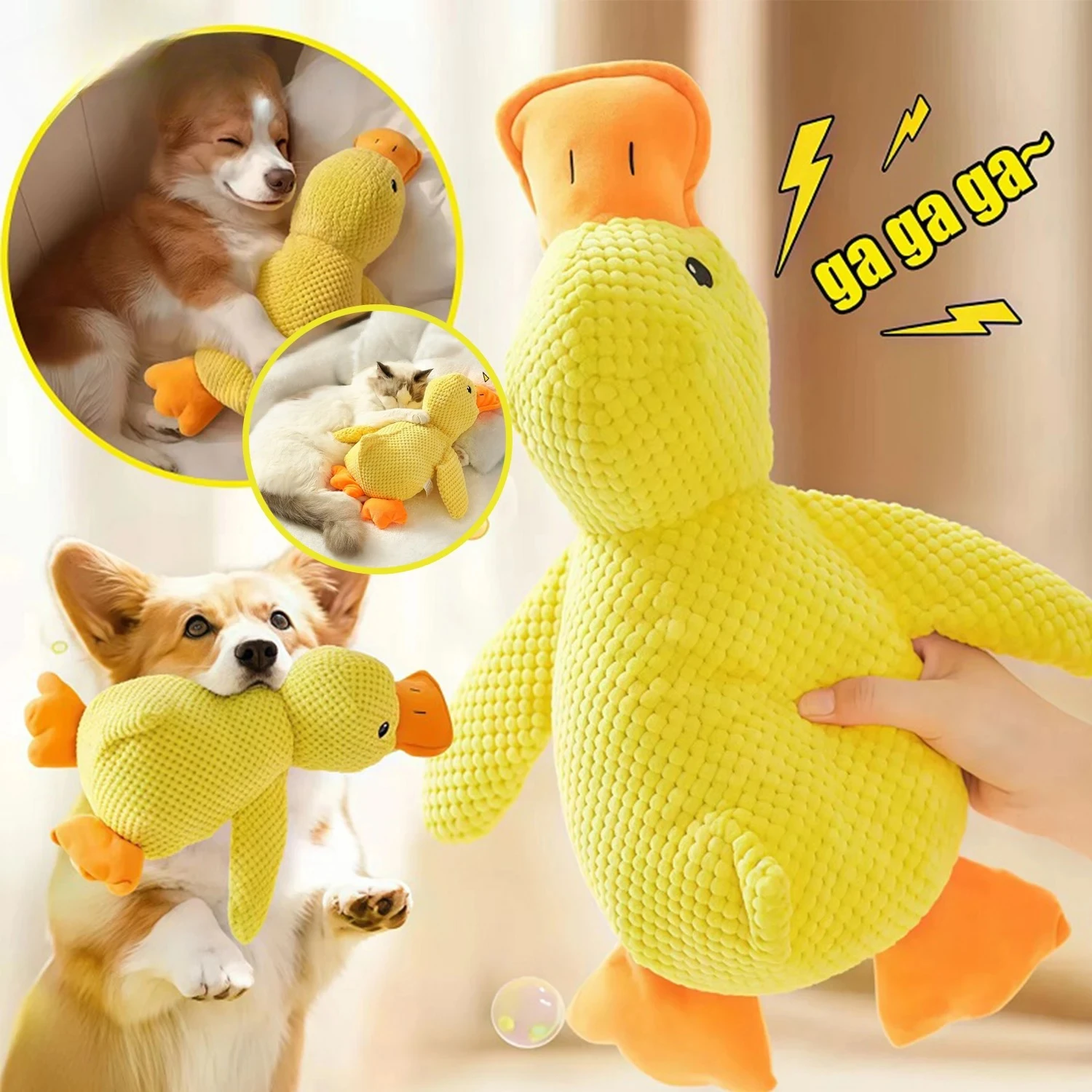Duck Dog Toy Plush Chew Resistant Durable Dog Toy with Quacking Sound Teeth Grinding Relief Soft Companion for Small Large Dog
