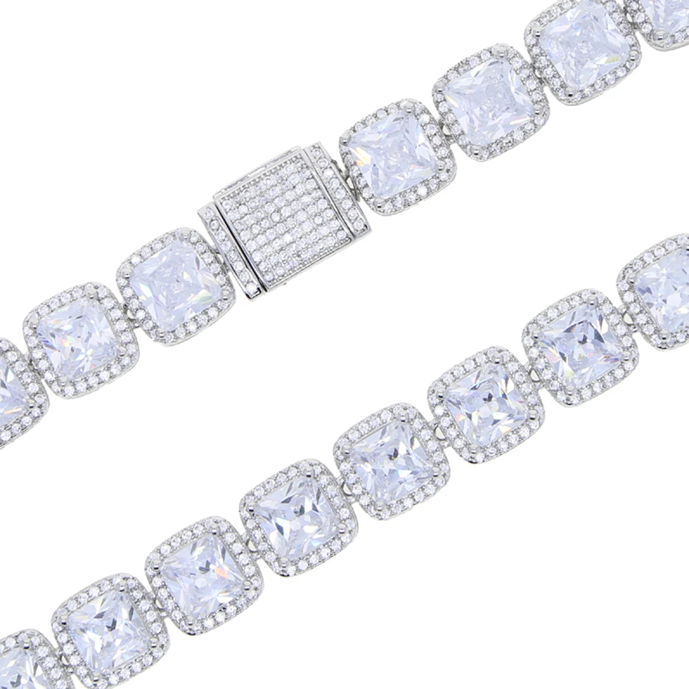 New Square Charm Anklet 10MM Iced Out Bling Silver Color 5A CZ Zircon Tennis Chain Anklets For Women Hiphop Jewelry