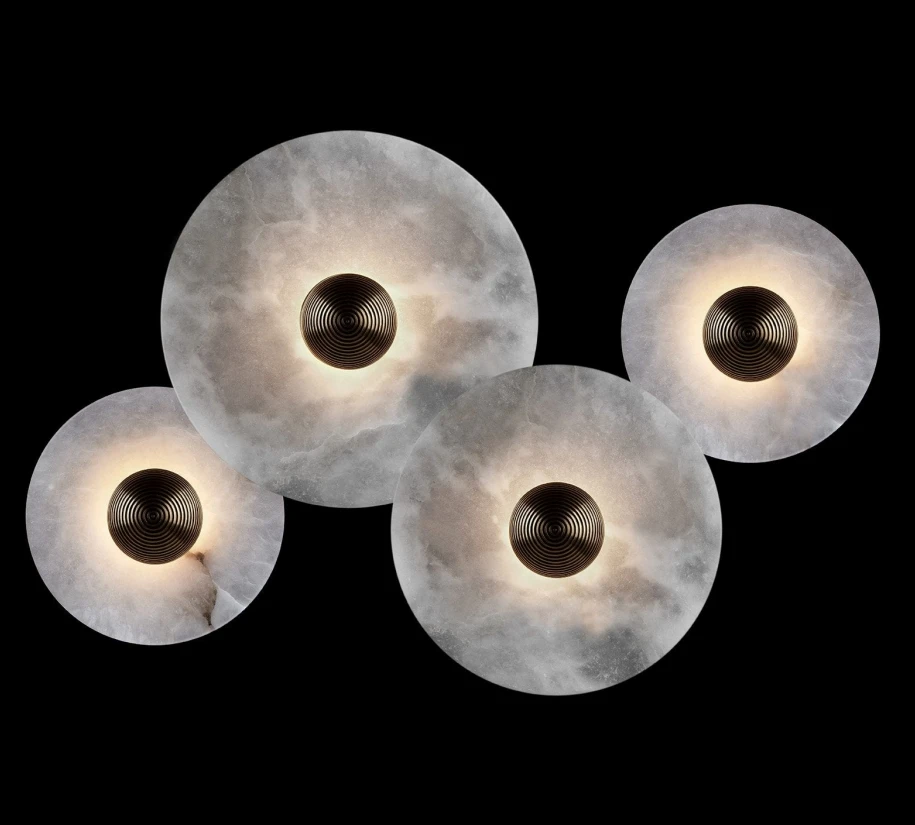 Modern Round Alabaster Light Brass Ceiling Lamp Kitchen Indoor Lighting Led Ceiling Light for Hotel Bedroom
