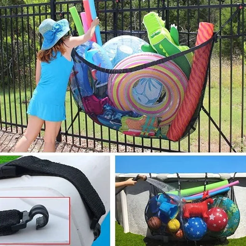 Outdoor Swimming Pool Large Capacity Storage Mesh Bag Beach Inflatable Toy Swimming Pool Hanging Storage Bag