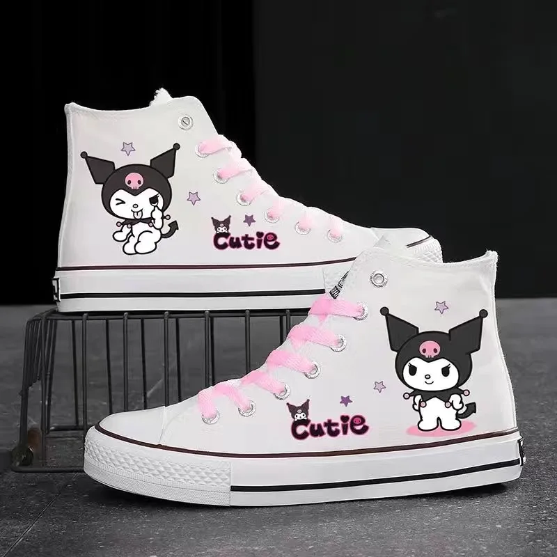 Sanrio Sanrio Kuromi Cartoon Canvas Shoes My Melody Print Cute High Top Couple Sneakers Korean Version Versatile Shoes for Women