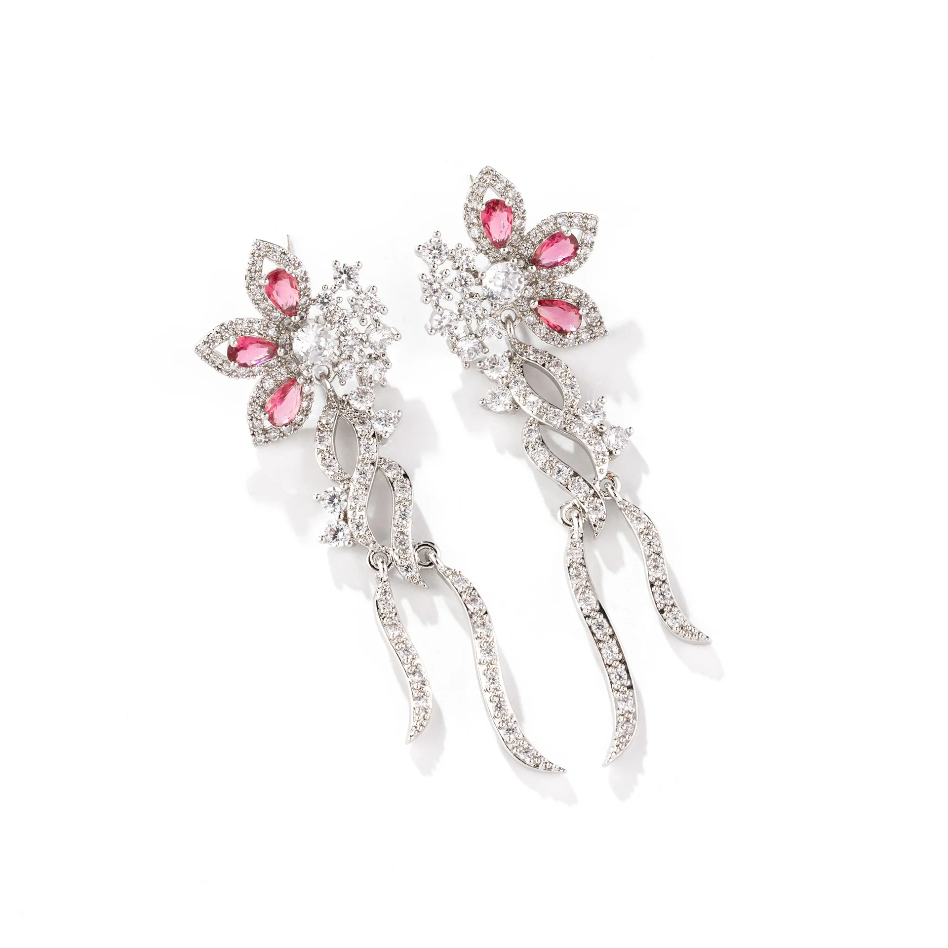 

Women Geometric Flower Stud Earrings, Shiny Full Pave Zircon, Elegant Luxury Exquisite Daily Party Ear Accessories