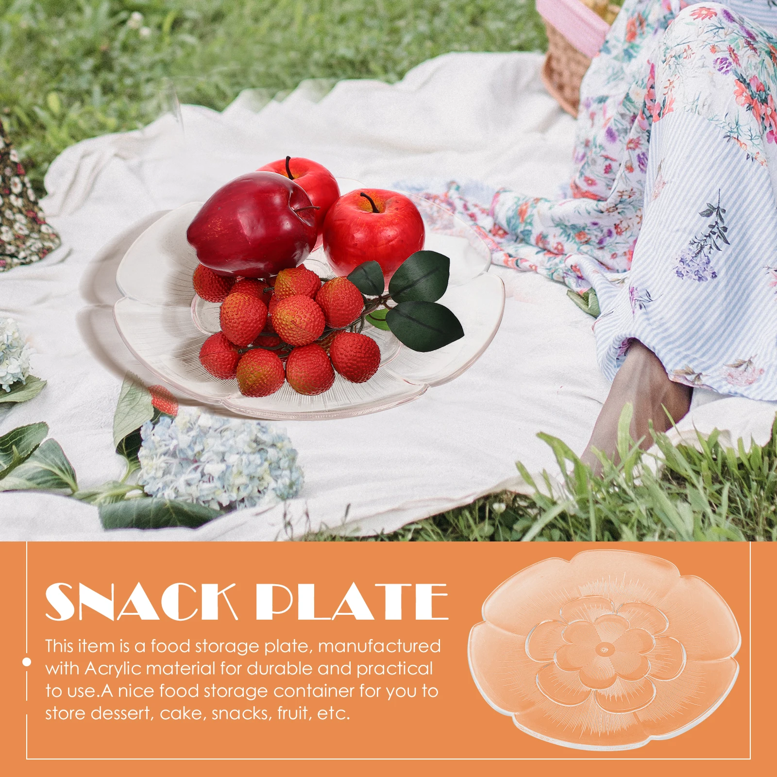 

Premium Acrylic Transparent Fruit Tray Lightweight Food Serving Plate Multi-Functional Storage Tray For Snacks Fruits Desserts