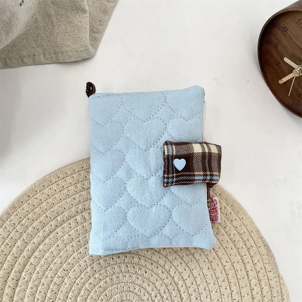 Multipurpose Heart Embroidery Notebook Fabric Detachable Diary Plaid Diary Book Aesthetic Stain Resistant Diary Protective Cover