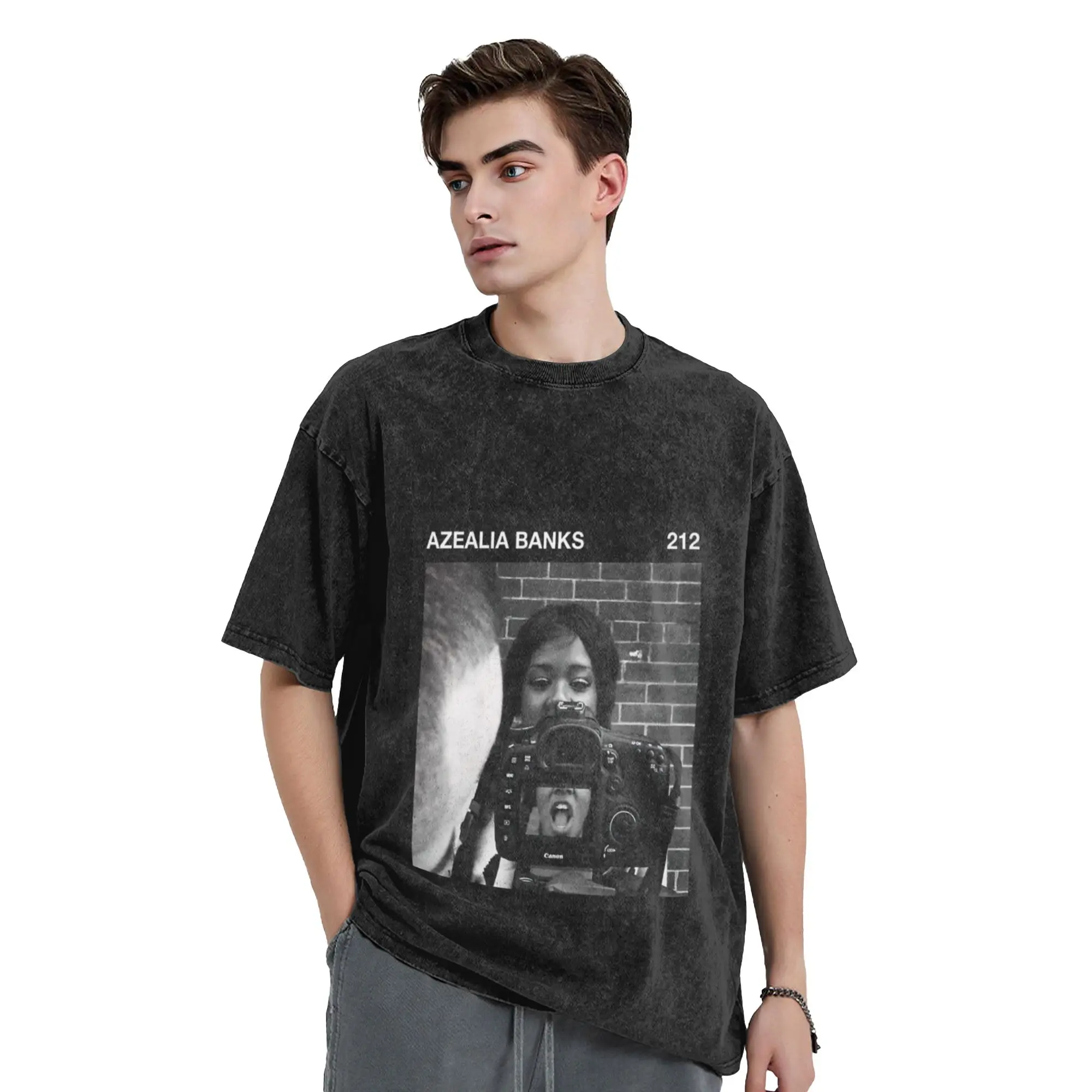 212 black frame - azealia banks Classic Chic A Vintage Oversized Cotton T-Shirts