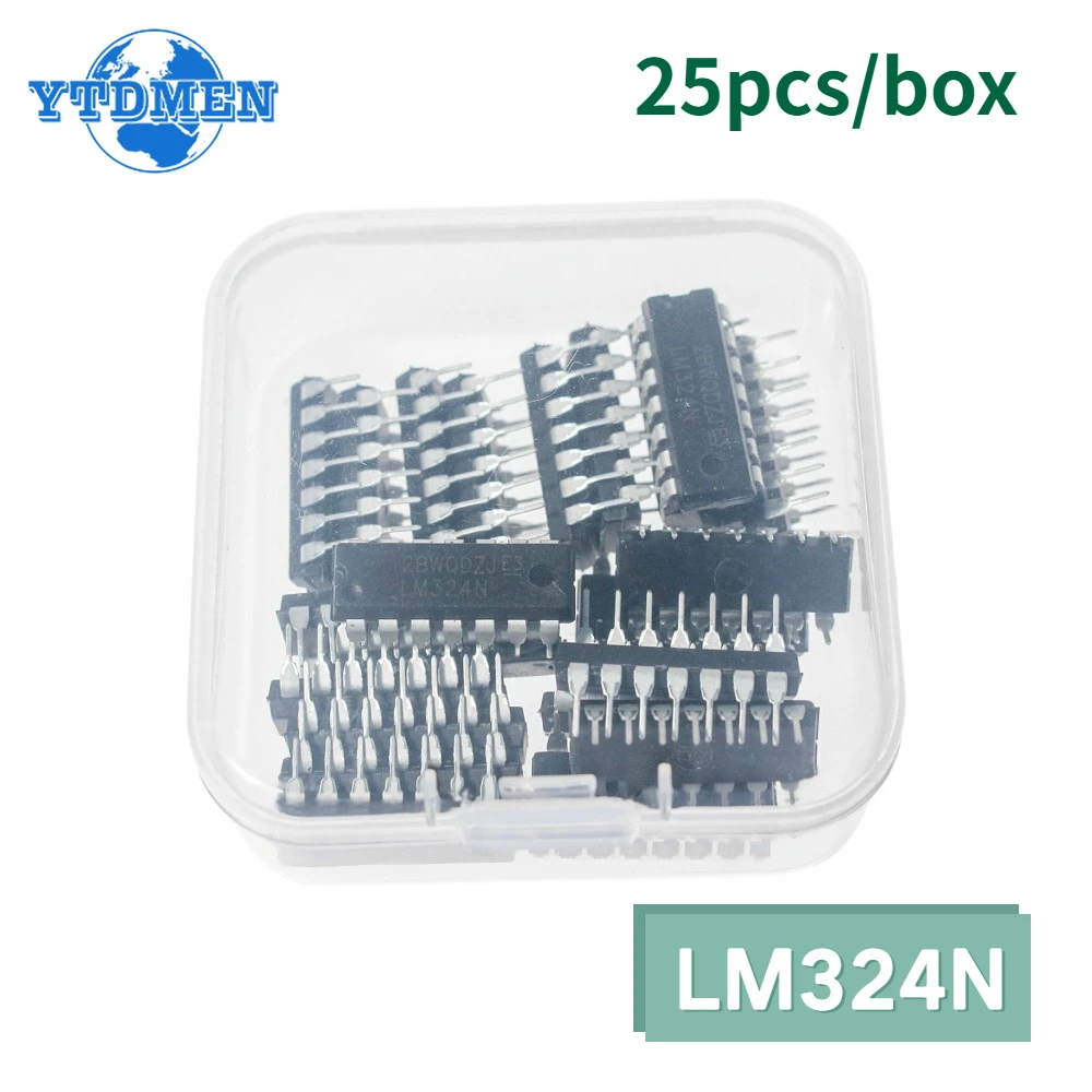 25pcs/box Integrated Circuits LM324N Operational Amplifiers LM324 DIP-14  IC Chip Kit