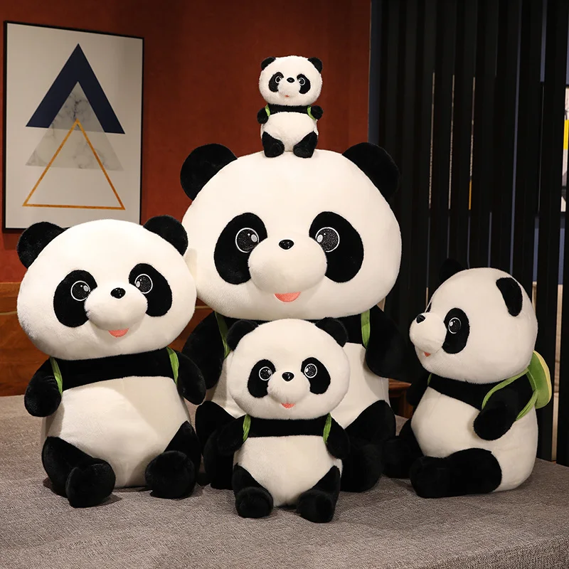 Schattige Backpacking Avocado Panda Pluche Speelgoed Kawaii Knuffels Panda 'S Zachte Pop Kussen Kinderen Geschenken Voor Meisjes Kamer Interieur