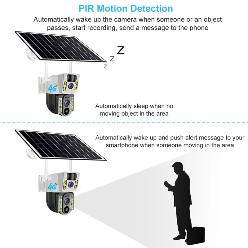 Imagem -06 - Câmeras ip de Segurança Inteligente Detecção Humana Pir Lente Dupla Baixa Potência V380pro ao ar Livre hd Solar Sim Hfes 8mp 4k