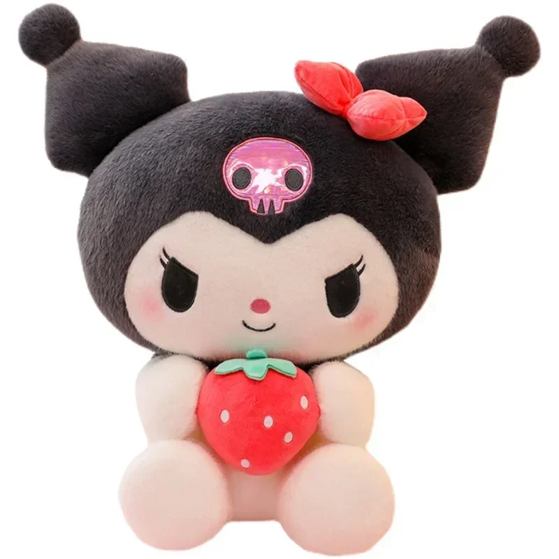 Almohada de peluche Sanrio fresa Kuromi para niñas, juguetes de animales de peluche suaves, regalo de muñeca de melodía de fresa, 22/35cm